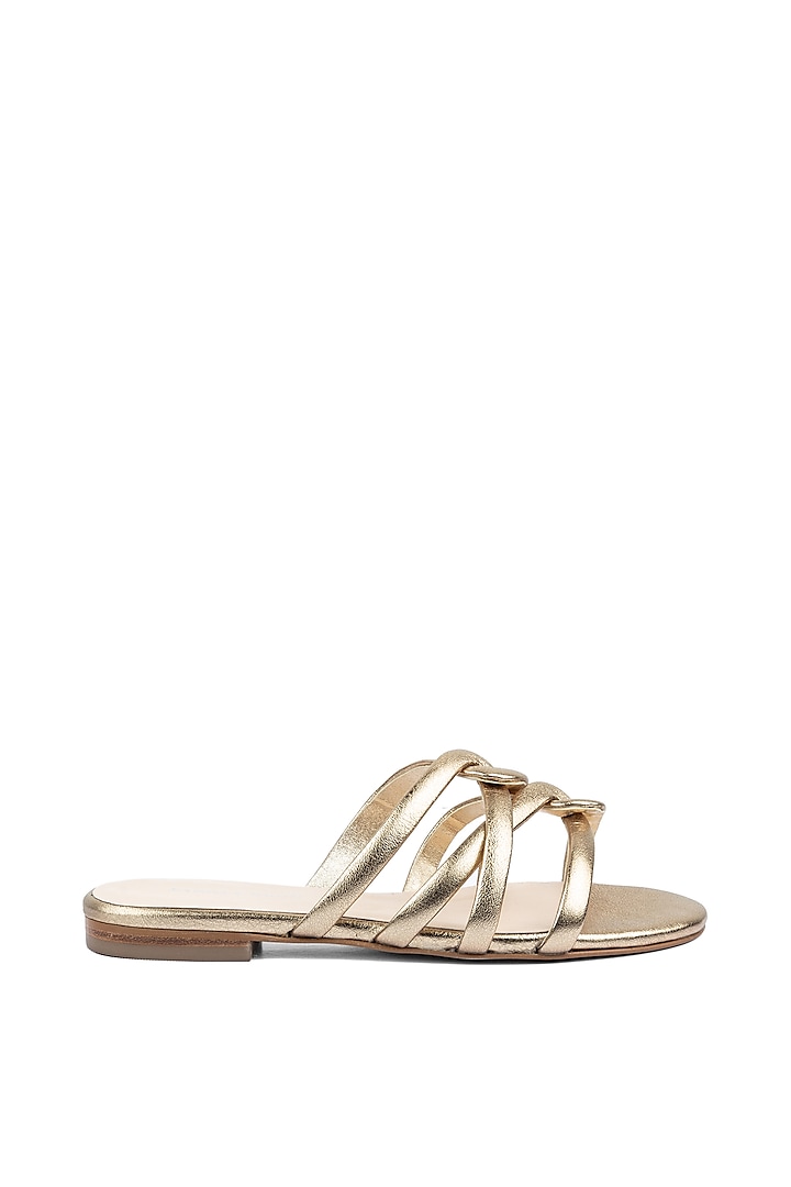 Gold Leather Strappy Sandals by VANILLA MOON