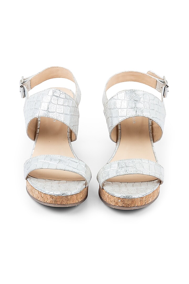 Silver Printed Wedge Sandals by VANILLA MOON at Pernia's Pop Up Shop