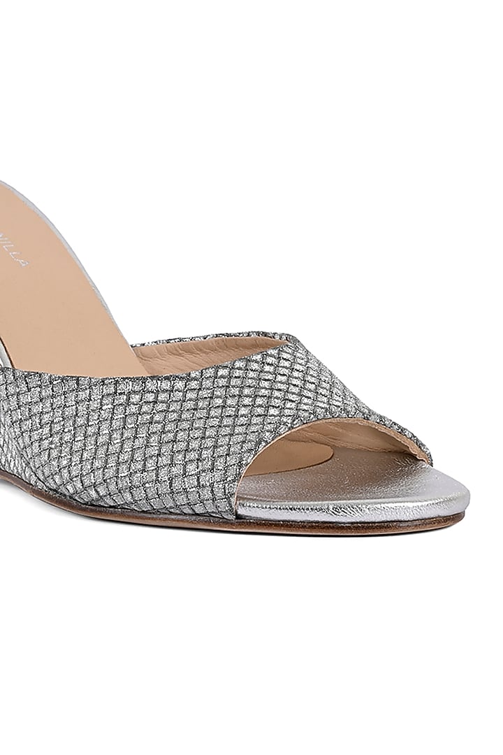 Metallic Silver Textile Slip-On Wedges by VANILLA MOON at Pernia's Pop Up Shop