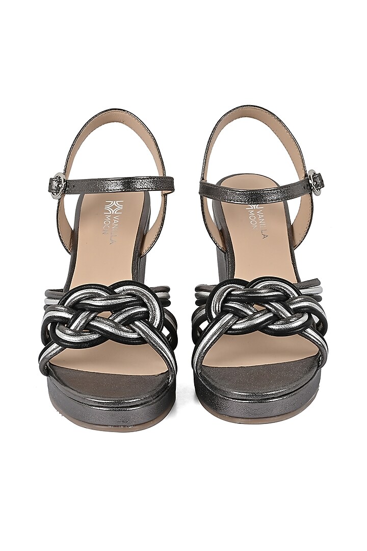 Pewter Black Knotted Wedges by VANILLA MOON at Pernia's Pop Up Shop