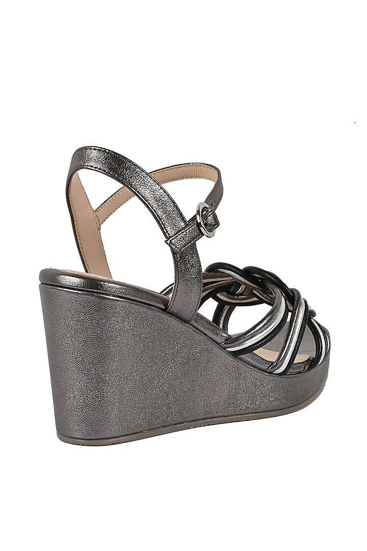 Pewter Black Knotted Wedges by VANILLA MOON at Pernia's Pop Up Shop