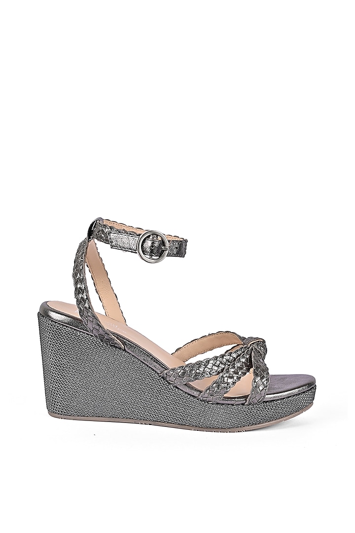 Pewter Black Textured Wedges by VANILLA MOON