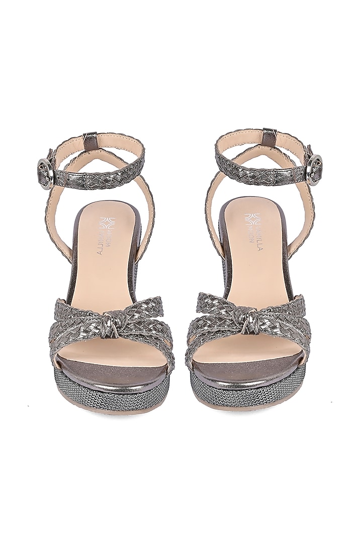 Pewter Black Textured Wedges by VANILLA MOON at Pernia's Pop Up Shop