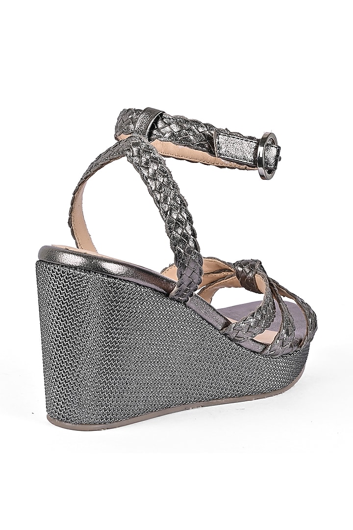 Pewter Black Textured Wedges by VANILLA MOON at Pernia's Pop Up Shop