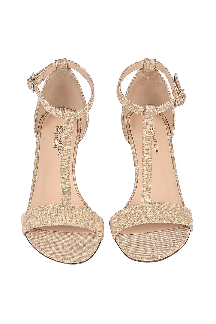 Gold Textile Stilettos by VANILLA MOON at Pernia's Pop Up Shop