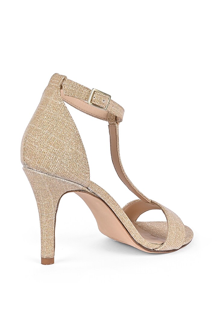 Gold Textile Stilettos by VANILLA MOON at Pernia's Pop Up Shop