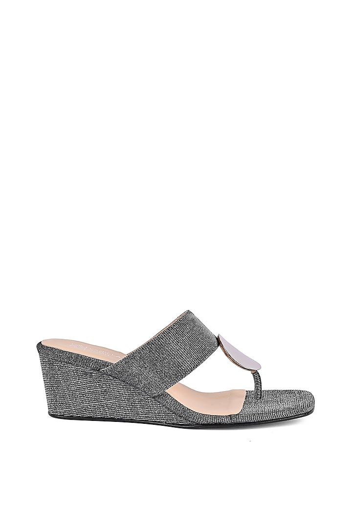 Pewter Black Textile Wedges by VANILLA MOON
