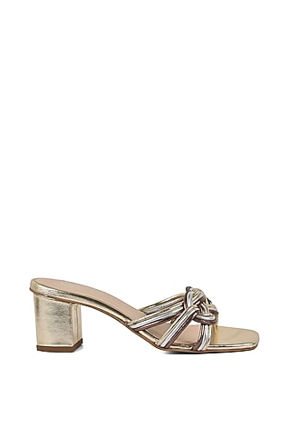 Gold Leather Heeled Slip-Ons by VANILLA MOON