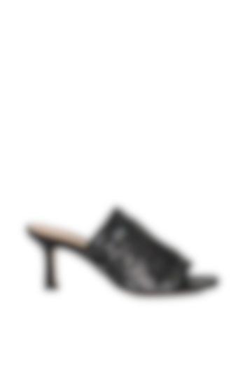 Black Sequinned Heeled Slip-Ons by VANILLA MOON