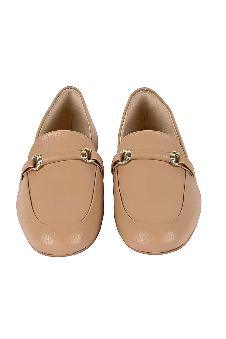 Nude Leather Loafers by VANILLA MOON at Pernia's Pop Up Shop