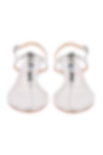 Silver Leather Wedges by VANILLA MOON at Pernia's Pop Up Shop