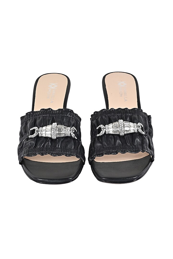 Black Leather Heels by VANILLA MOON at Pernia's Pop Up Shop