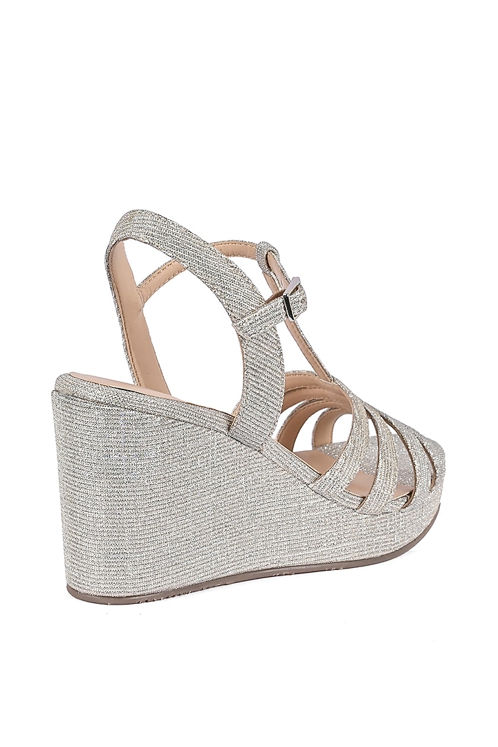 Silver Textiles Wedges by VANILLA MOON at Pernia's Pop Up Shop