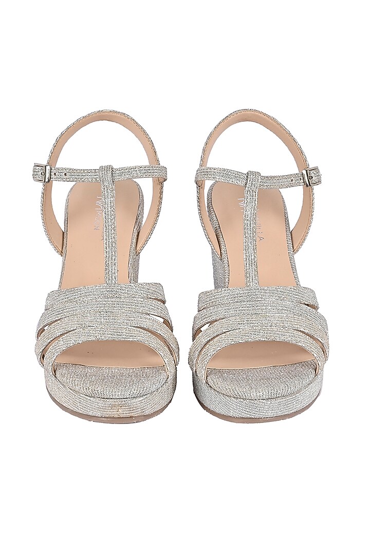 Silver Textiles Wedges by VANILLA MOON at Pernia's Pop Up Shop