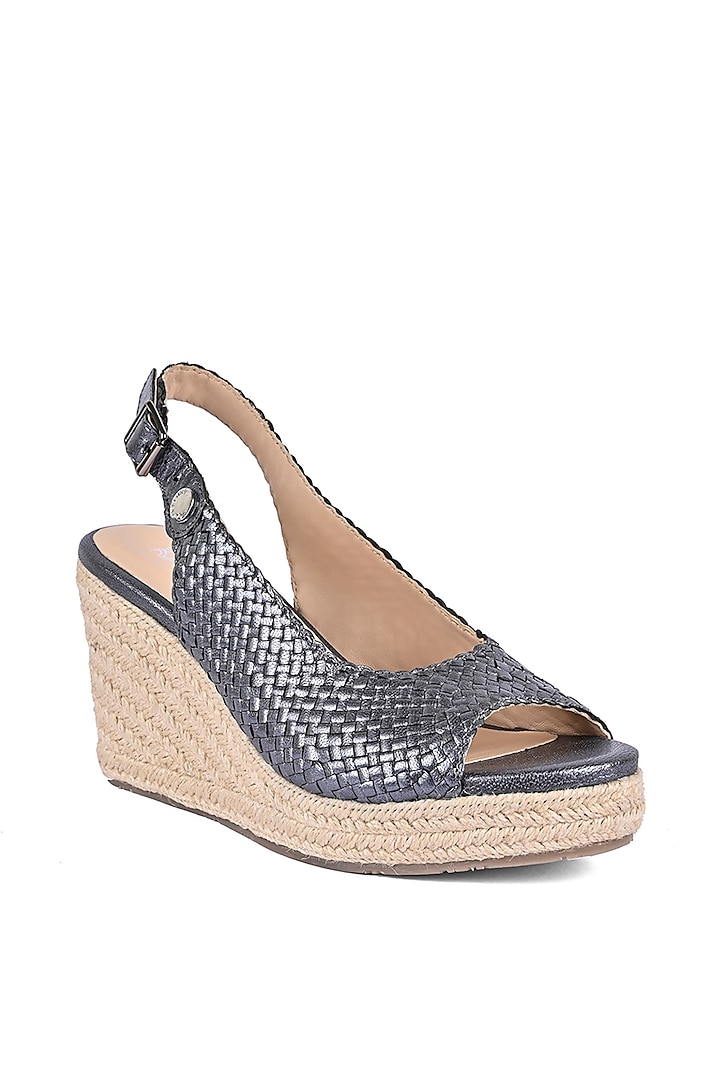 Pewter Leather Slingback Wedges by VANILLA MOON