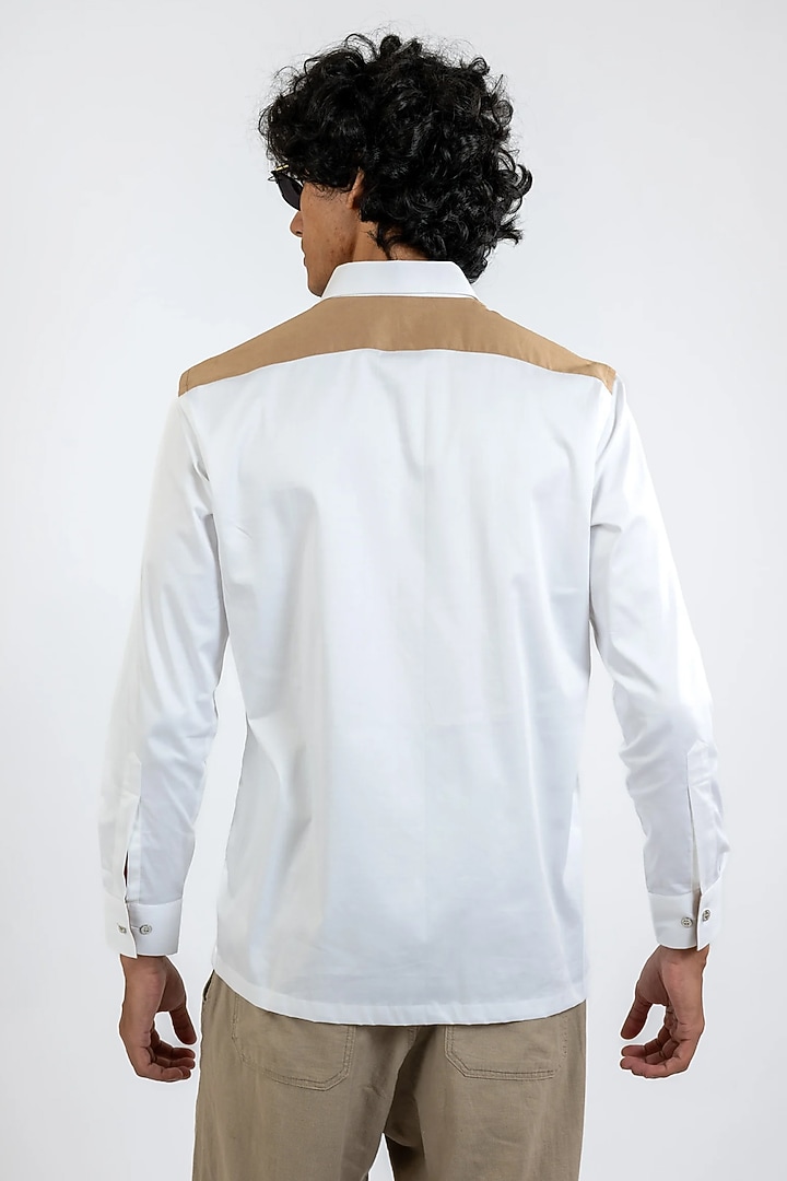 White Cotton Hand Embroidered Party Wear Shirt by VAANI BESWAL MEN at Pernia's Pop Up Shop