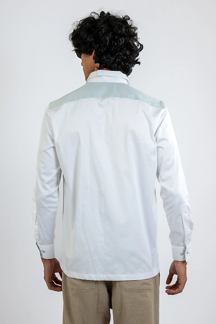 White Cotton Hand Embroidered Party Wear Shirt by VAANI BESWAL MEN at Pernia's Pop Up Shop