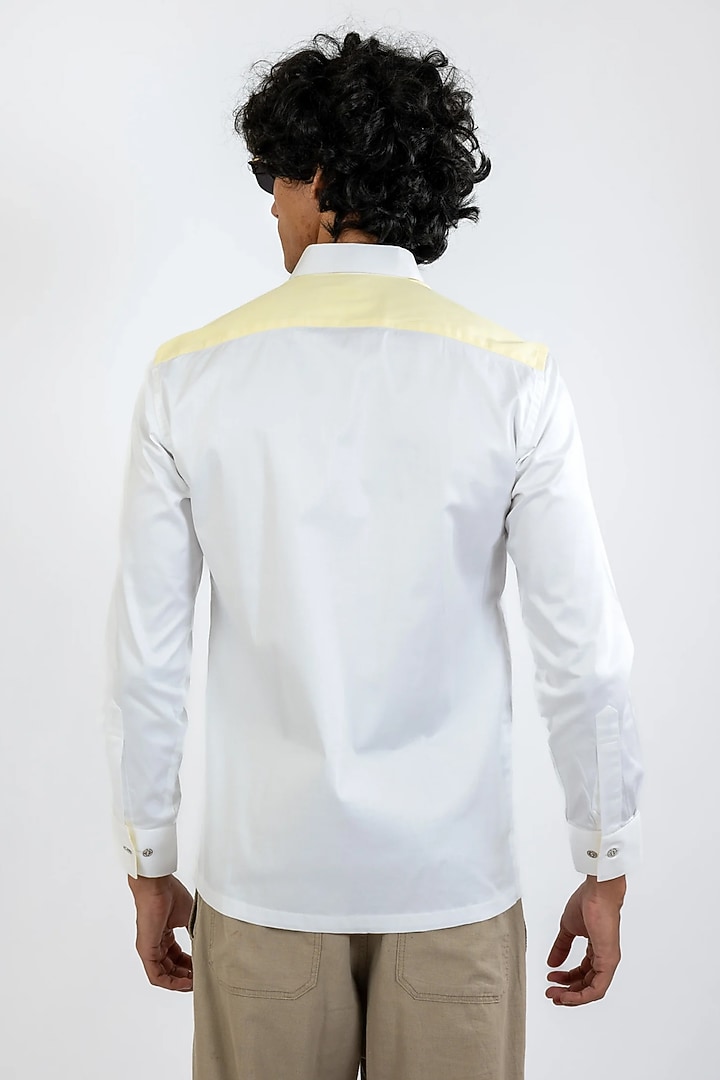 White Cotton Hand Embroidered Party Wear Shirt by VAANI BESWAL MEN at Pernia's Pop Up Shop