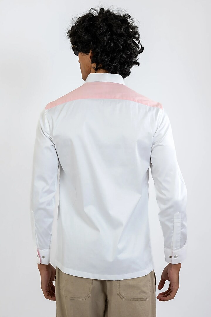 White Cotton Hand Embroidered Party Wear Shirt by VAANI BESWAL MEN at Pernia's Pop Up Shop