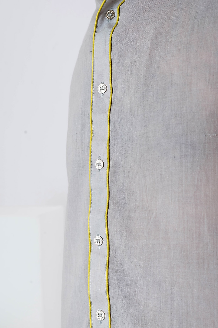 Grey Handwoven Cotton Party Wear Shirt by VAANI BESWAL MEN at Pernia's Pop Up Shop
