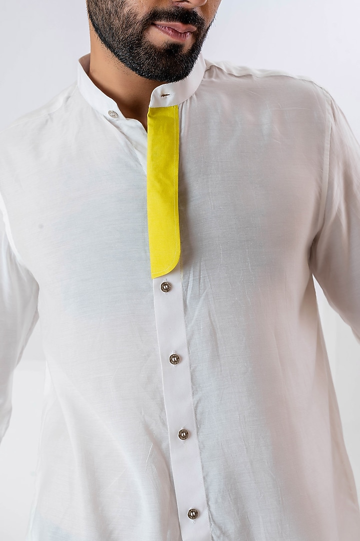 Ivory Muslin Party Wear Shirt by VAANI BESWAL MEN at Pernia's Pop Up Shop