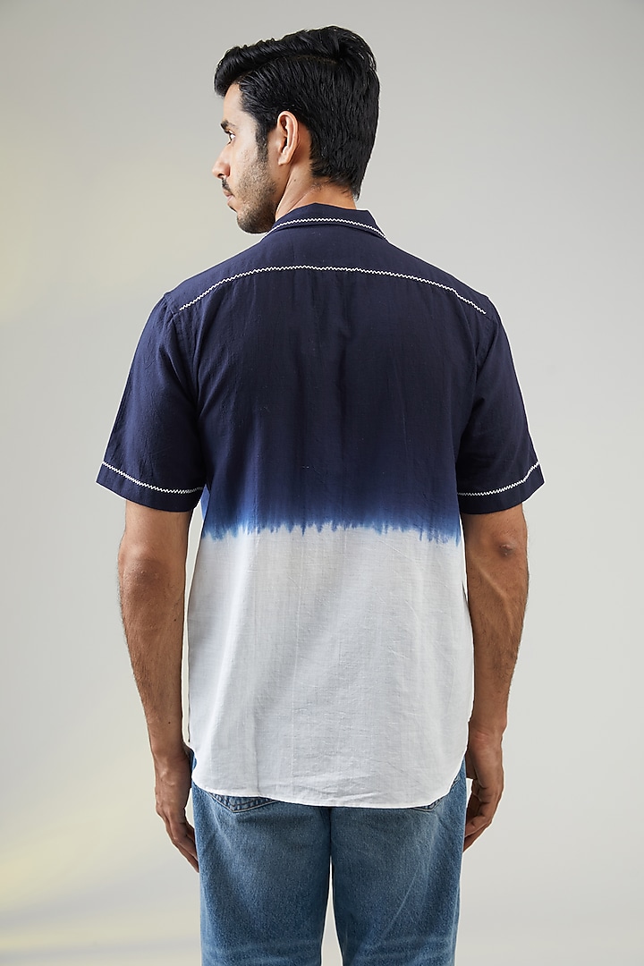 Ivory Handwoven Cotton Silk Hand Applique Party Wear Shirt by VAANI BESWAL MEN at Pernia's Pop Up Shop