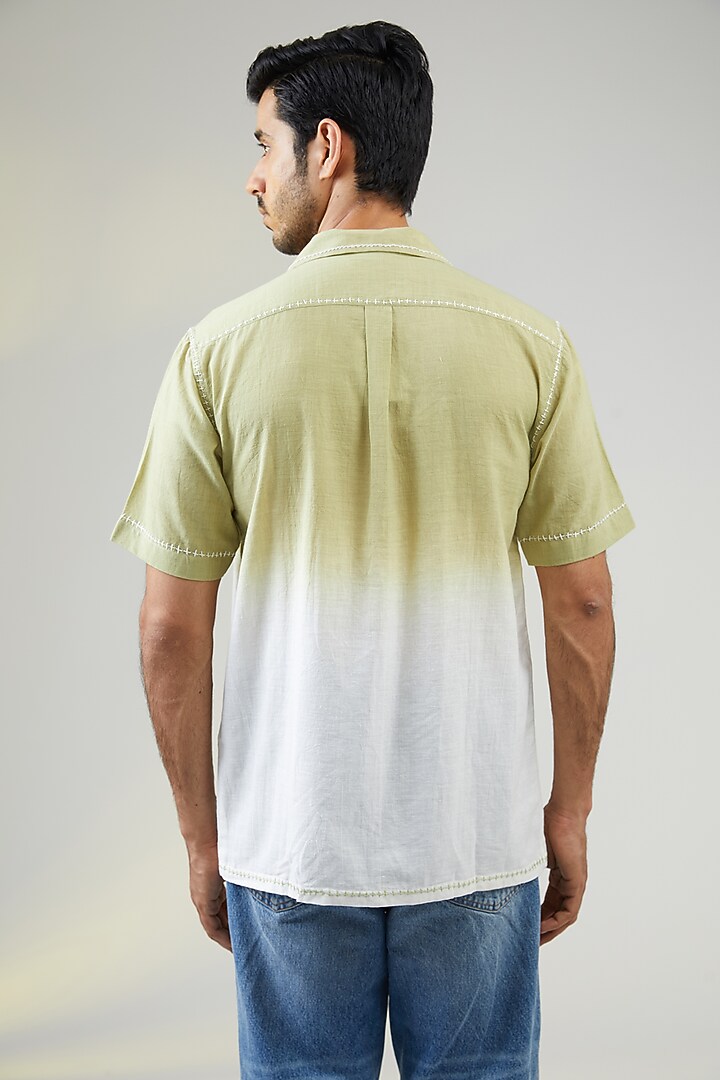 Ivory Handwoven Cotton Silk Hand Embroidered Party Wear Shirt by VAANI BESWAL MEN at Pernia's Pop Up Shop