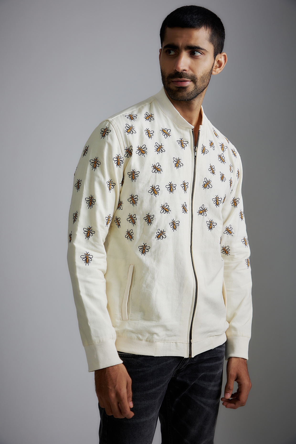 Ivory on sale bomber jacket