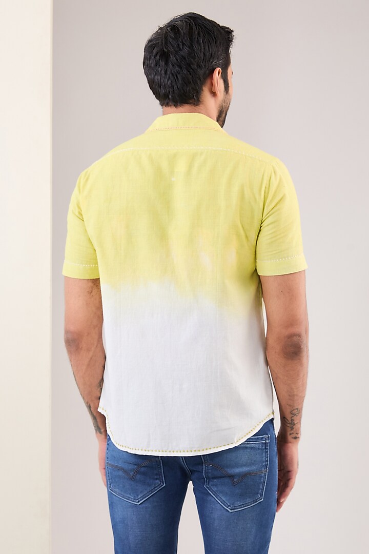 Ivory Cotton Hand Embroidered Party Wear Shirt by VAANI BESWAL MEN at Pernia's Pop Up Shop