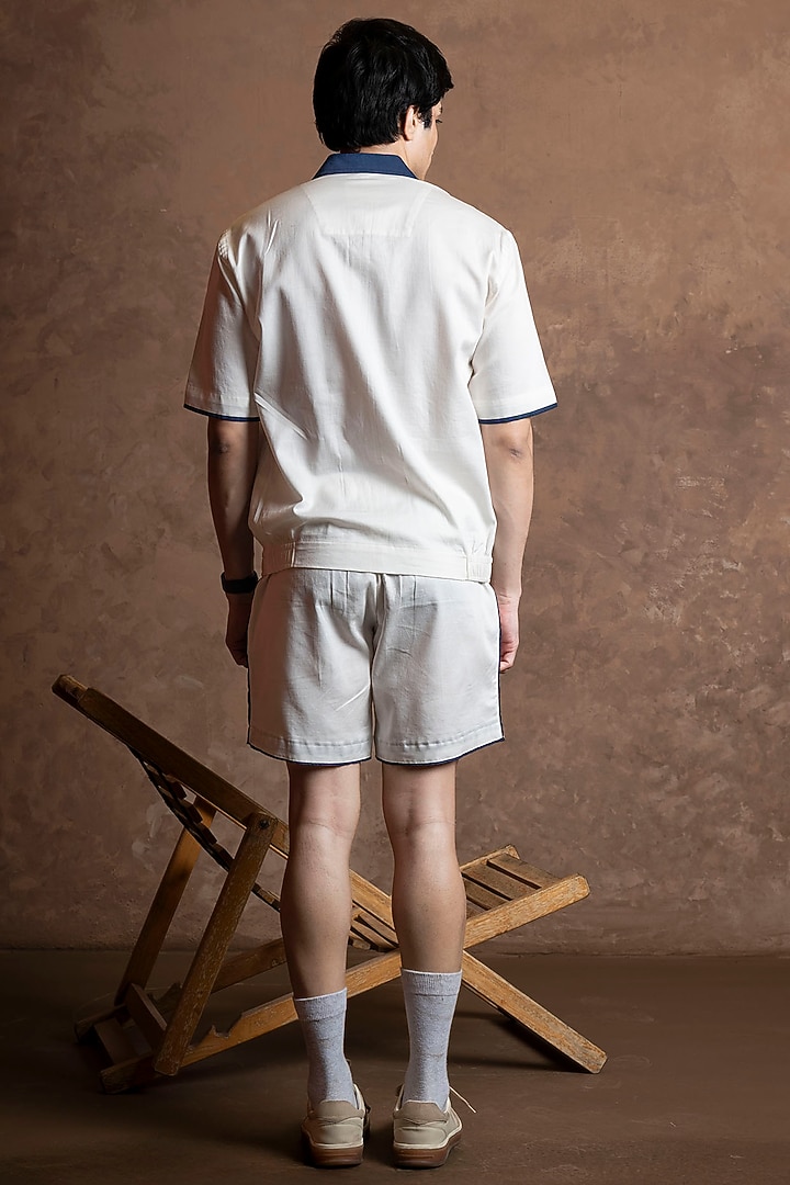 White Cotton Embroidered Co-Ord Set by VAANI BESWAL MEN at Pernia's Pop Up Shop