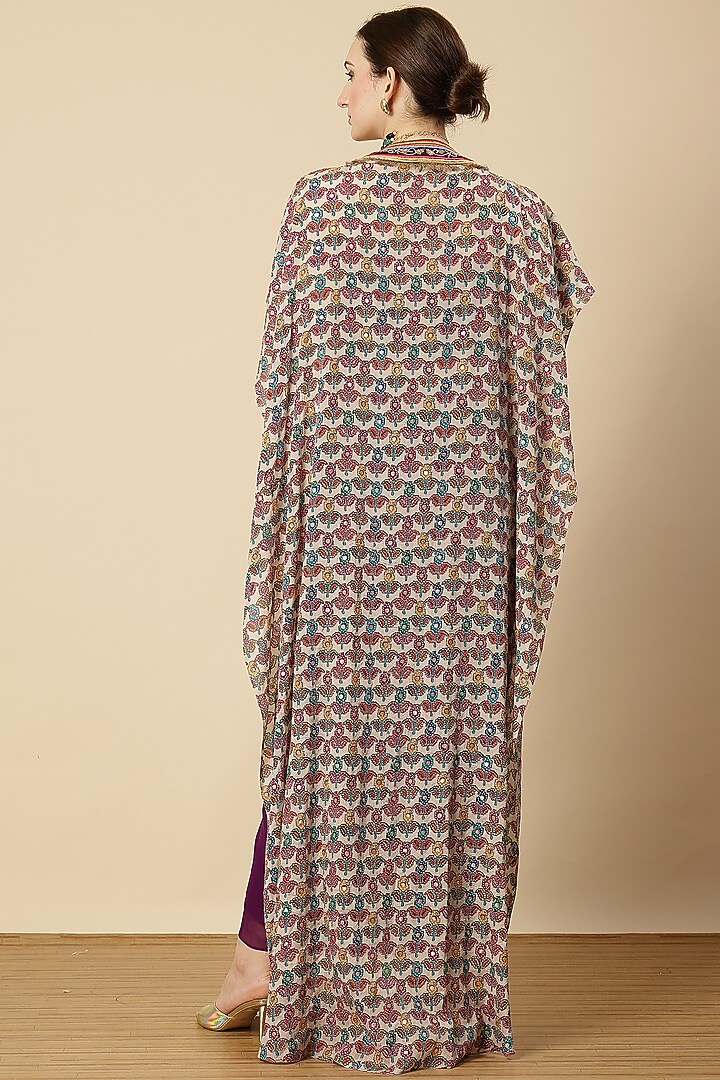 Purple Georgette Zari Embroidered Draped Dhoti Set by Vannikaa Malik at Pernia's Pop Up Shop