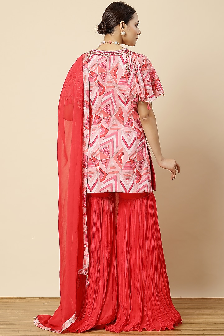 Hot Pink Georgette & Chinon Party Wear Sharara Set by Vannikaa Malik at Pernia's Pop Up Shop