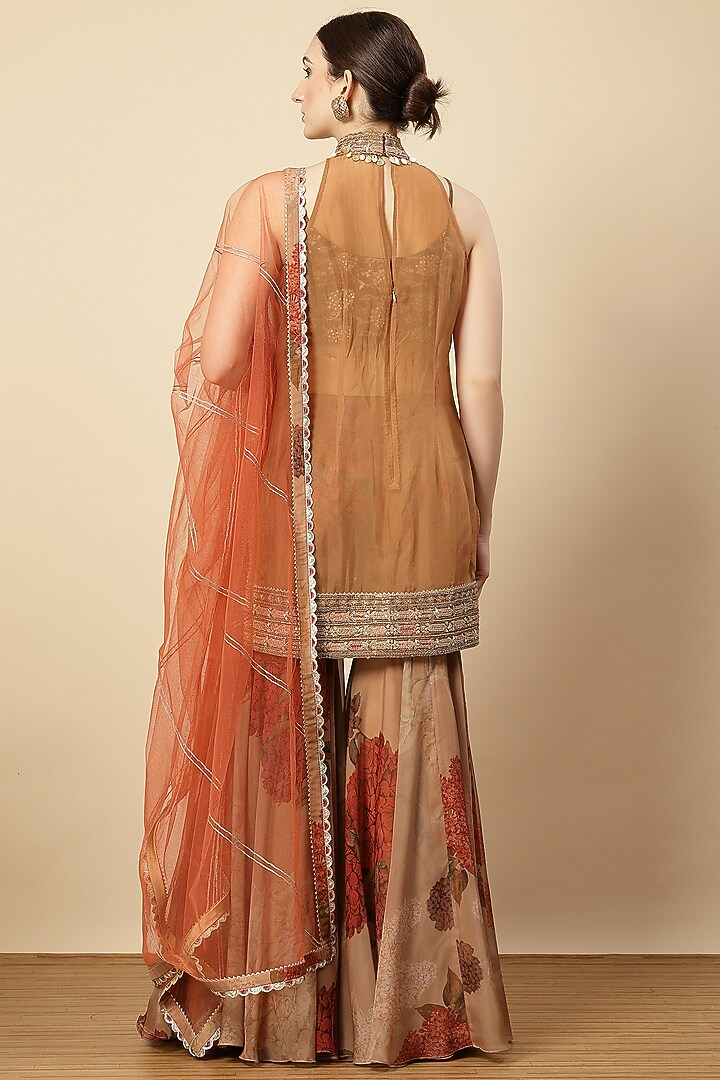 Mouse Organza Floral Printed Wedding Sharara Set by Vannikaa Malik at Pernia's Pop Up Shop