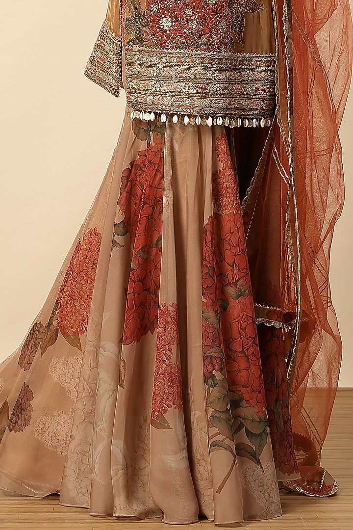Mouse Organza Floral Printed Wedding Sharara Set by Vannikaa Malik at Pernia's Pop Up Shop