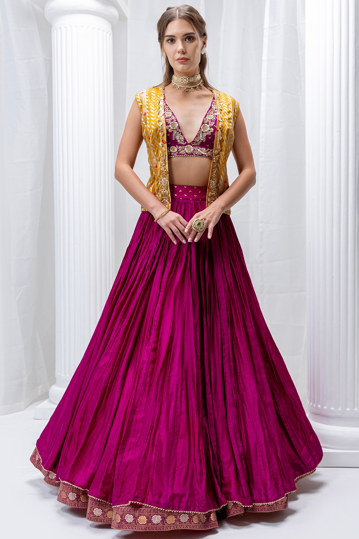 Brocade katan silk lehenga Suit Kurti colours combination ? colours  contrast suit kurti Dresses ? - YouTube