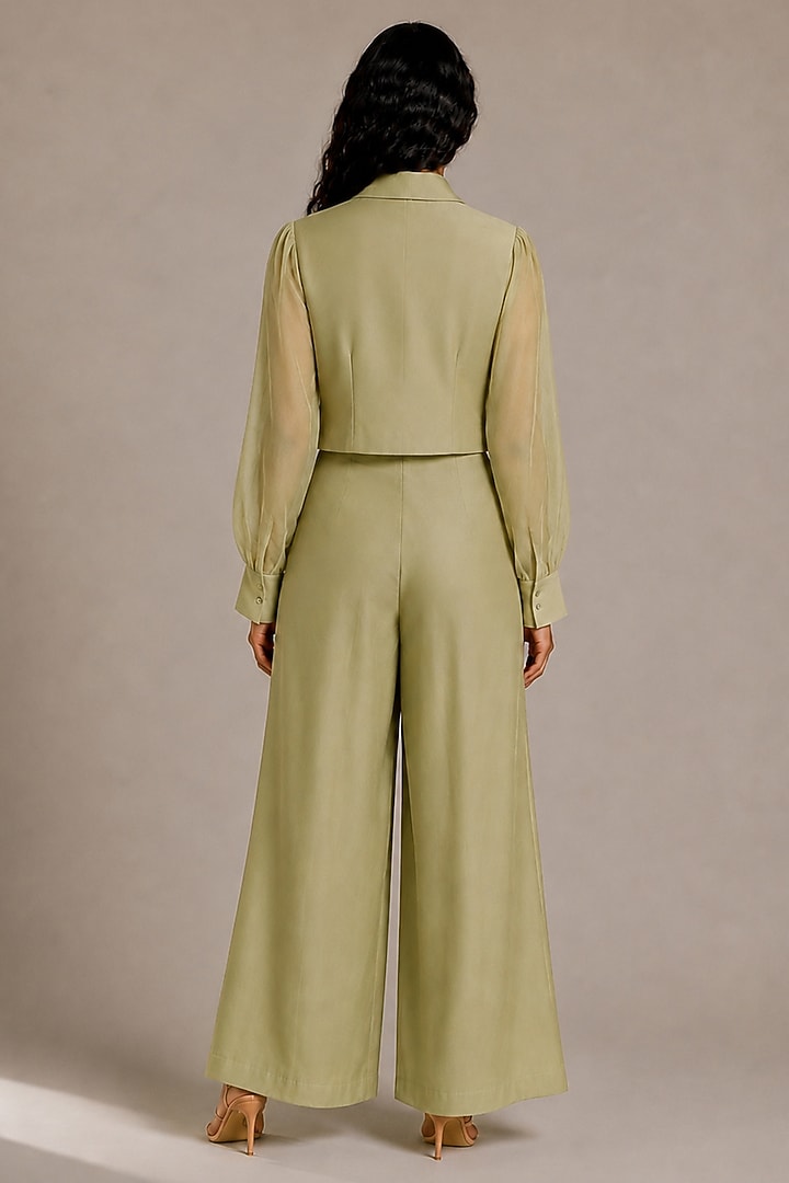 Pista Green Organza Embroidered Co-Ord Set by Vanshika Agarwal Label at Pernia's Pop Up Shop