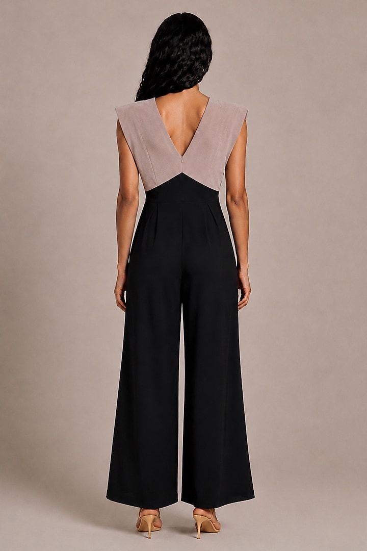 Black & Grey Bamberg Embroidered Jumpsuit by Vanshika Agarwal Label at Pernia's Pop Up Shop