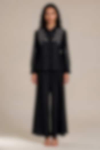 Black Bamberg Silk Embroidered Co-Ord Set by Vanshika Agarwal Label at Pernia's Pop Up Shop