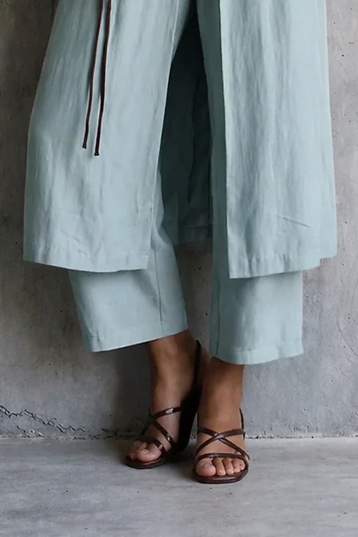 Powder Blue Cotton Hand Embroidered Co-Ord Set by Vanshika Agarwal Label at Pernia's Pop Up Shop