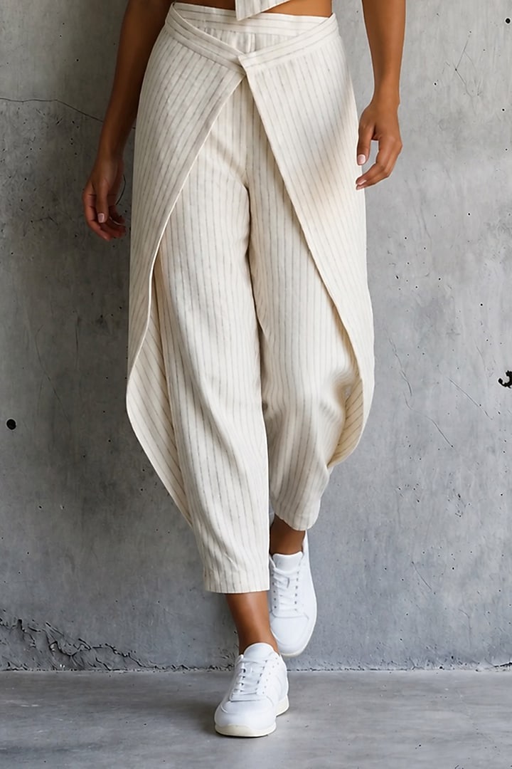 Beige Linen Cotton Hand Embroidered Co-Ord Set by Vanshika Agarwal Label at Pernia's Pop Up Shop