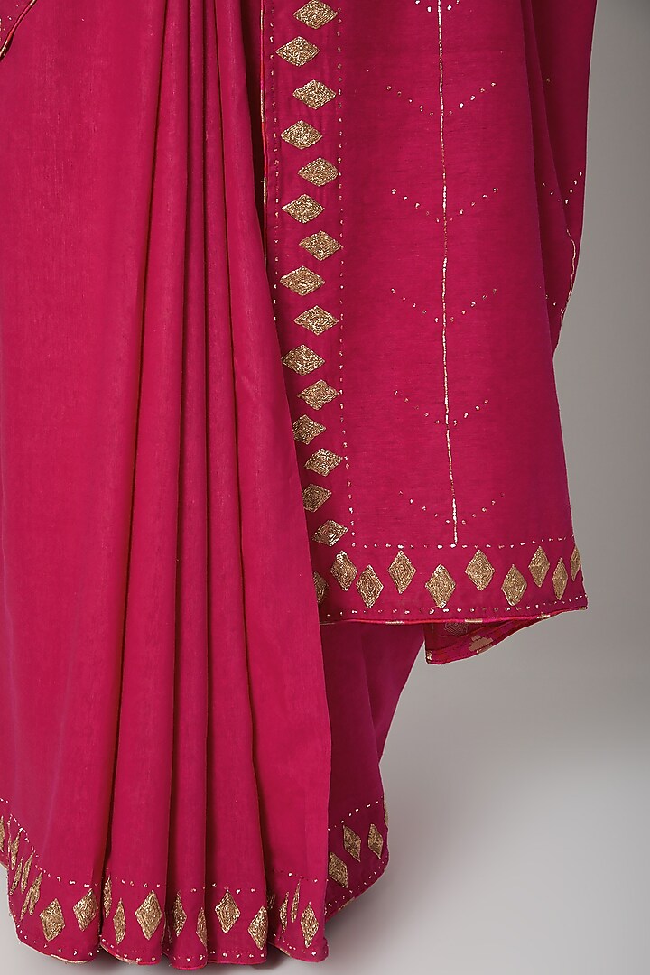 Purple Zardosi Embroidered Party Wear Saree Set by Varastraa at Pernia's Pop Up Shop