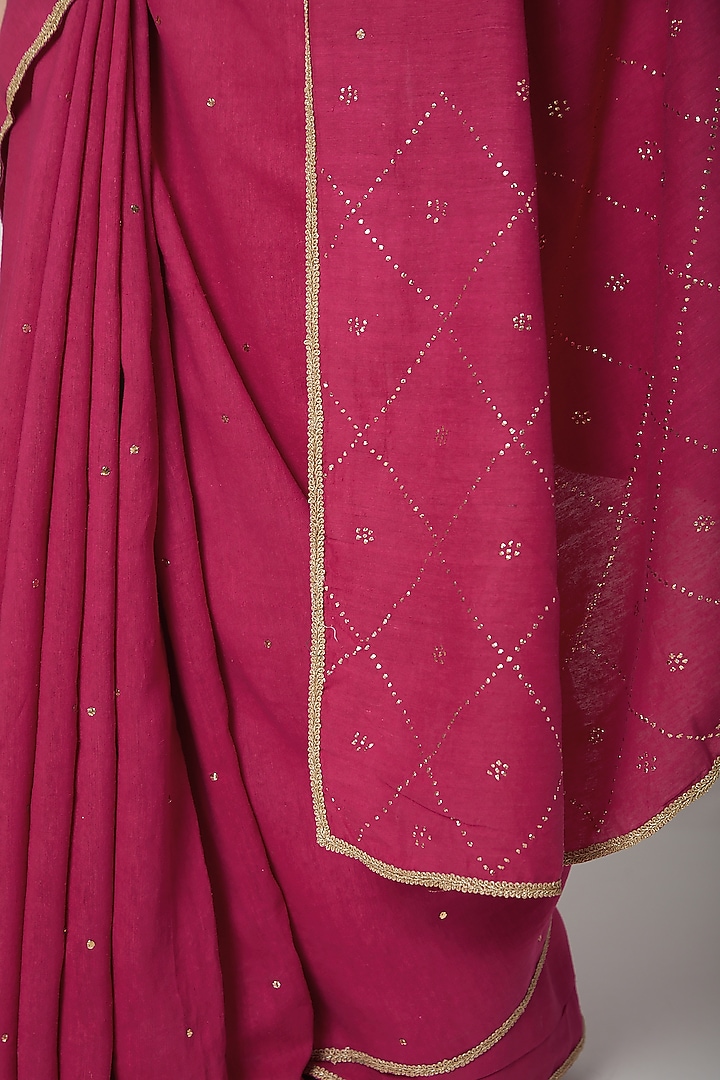 Purple Matka Silk Mukaish Embroidered Handwoven Party Wear Saree Set by Varastraa at Pernia's Pop Up Shop
