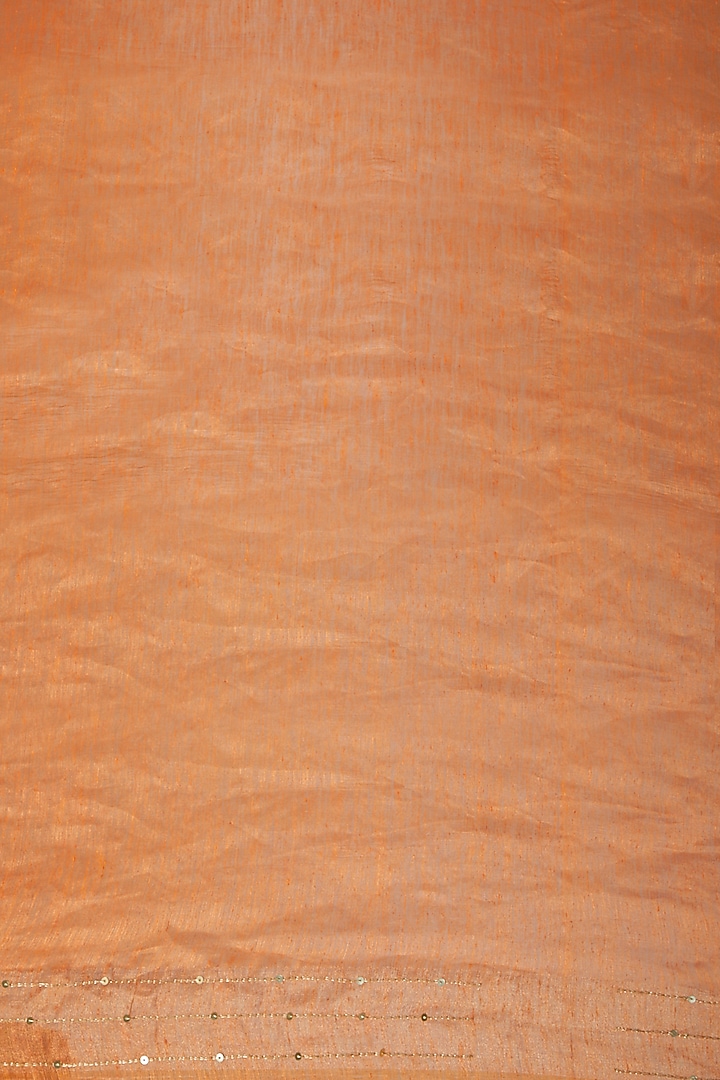 Orange Linen Silk Zardosi Embroidered Party Wear Saree Set by Varastraa at Pernia's Pop Up Shop