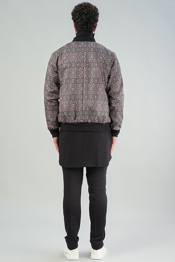 Black Cotton Kurta Set With Jacket by VARENYA at Pernia's Pop Up Shop
