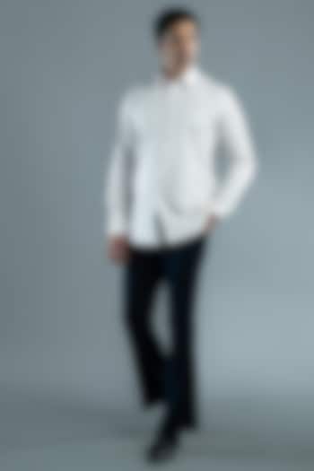 Light Pink Cotton Textured Party Wear Shirt by VAROIN MARWAH at Pernia's Pop Up Shop