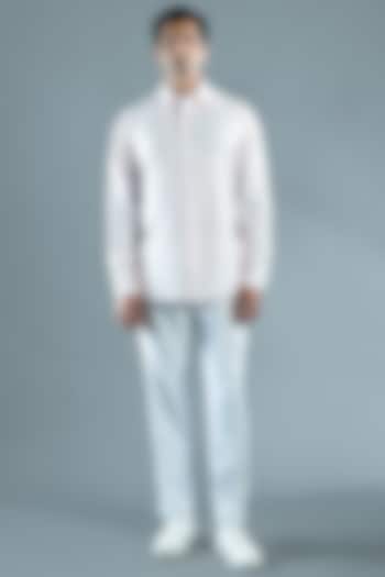 Light Pink Cotton Embroidered Party Wear Shirt by VAROIN MARWAH at Pernia's Pop Up Shop