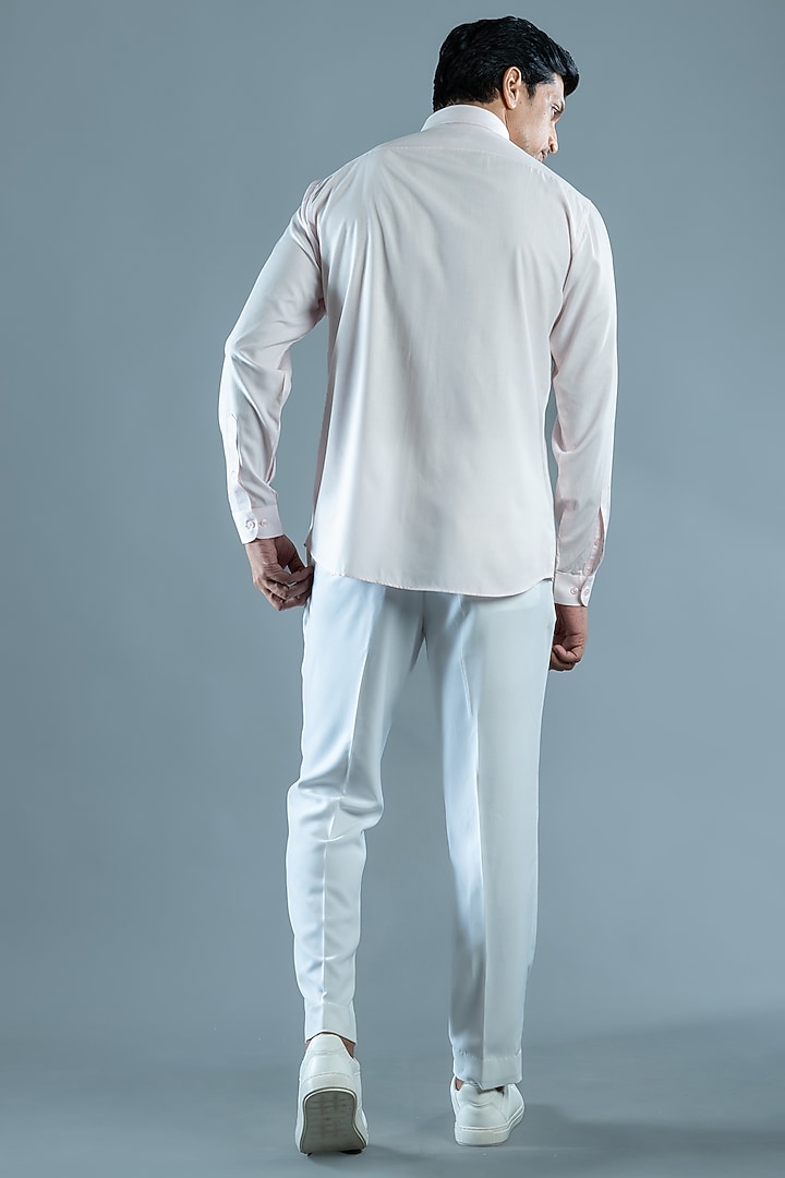 Light Pink Cotton Embroidered Party Wear Shirt by VAROIN MARWAH at Pernia's Pop Up Shop