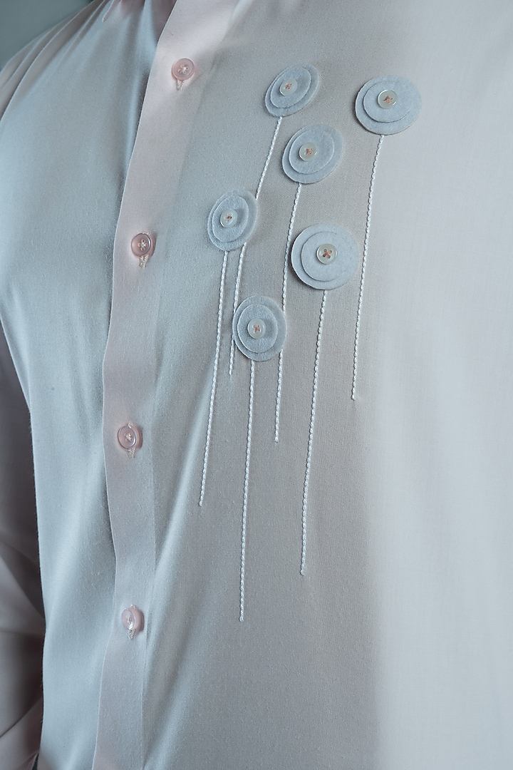 Light Pink Cotton Embroidered Party Wear Shirt by VAROIN MARWAH at Pernia's Pop Up Shop