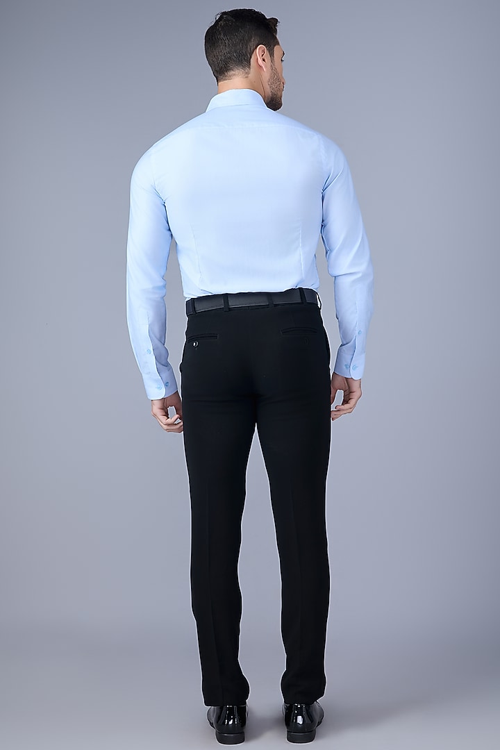 Light Blue Cotton Party Wear Shirt by VAROIN MARWAH at Pernia's Pop Up Shop