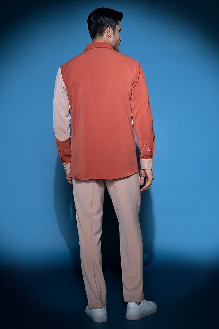 Rust Crepe Party Wear Shirt by VAROIN MARWAH at Pernia's Pop Up Shop
